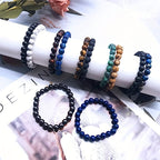 Natural Stone Beaded Bracelet Set 10pcs 8mm Round Elastic for Men Women - Boho Stackable Stretch Bracelets Unisex Healing Crystal Gemstone Wrist Jewelry for Festival, Birthday & Holiday Gift