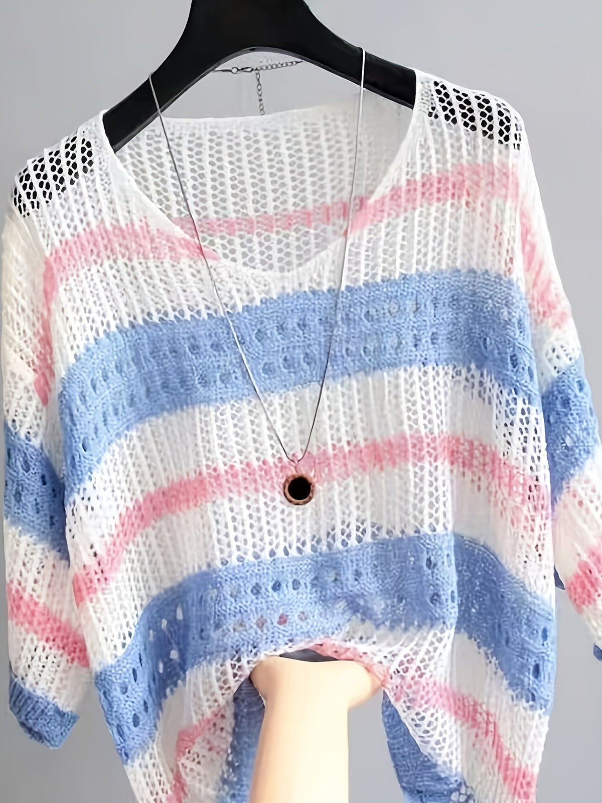 Hollow Out Half Sleeve Beach Cover Up for Women Elegant Loose Swimsuit Cover Up Summer Vacation Boho Tunic Top Light Purple White Cyan Black S M L XL
