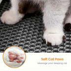 Honeycomb Double-Layer Cat Litter Mat 24x36 Inch – Urine-Proof Waterproof Scatter Trapping Washable Litter Box Mat for Indoor Cats, Reduces Mess & Easy to Clean, Black Dark Gray Light Gray