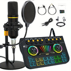 Microphone Mixer Bundle Kit for Podcast Recording Studio – Audio Mixer with Mic Stand, Sound Card, Streaming & Karaoke Setup for PC Phone Gaming