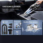 Cordless Car Vacuum Cleaner 6000PA High-Power Suction, 2000mAh Rechargeable Handheld Vacuum with 5 Accessories, Quiet Motor for Car Interior, Home & Pet Hair – Pink Women's Gift
