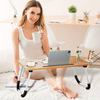 Lap Desk Bed Tray for Laptop & Eating – Large Breakfast Tray with Cup Holder & Drawer for Sofa Couch Floor Sitting, Study Reading Writing Portable Lap Table