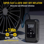 Portable Cordless Tire Inflator – Smart Wireless Air Compressor with Digital Tire Pressure Gauge & LED Light for Cars, Motorcycles, Bicycles & Balls, Type-C Fast Charging