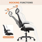 Ergonomic High Back Mesh Office Chair with Adjustable Headrest, Lumbar Support & Flip-Up Armrests – Stainless Steel Frame, Padded Seat, 5-Wheel Rolling Base – Home Office, Lab & Desk Chair (Black/Gray)