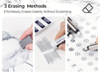34-Piece Art Mechanical Pencil Set with Case 6 Metal Drafting Pencils 0.5mm 0.7mm 0.9mm 2mm Lead Tips 19 Refill Leads Erasers for Sketching Drawing Artists