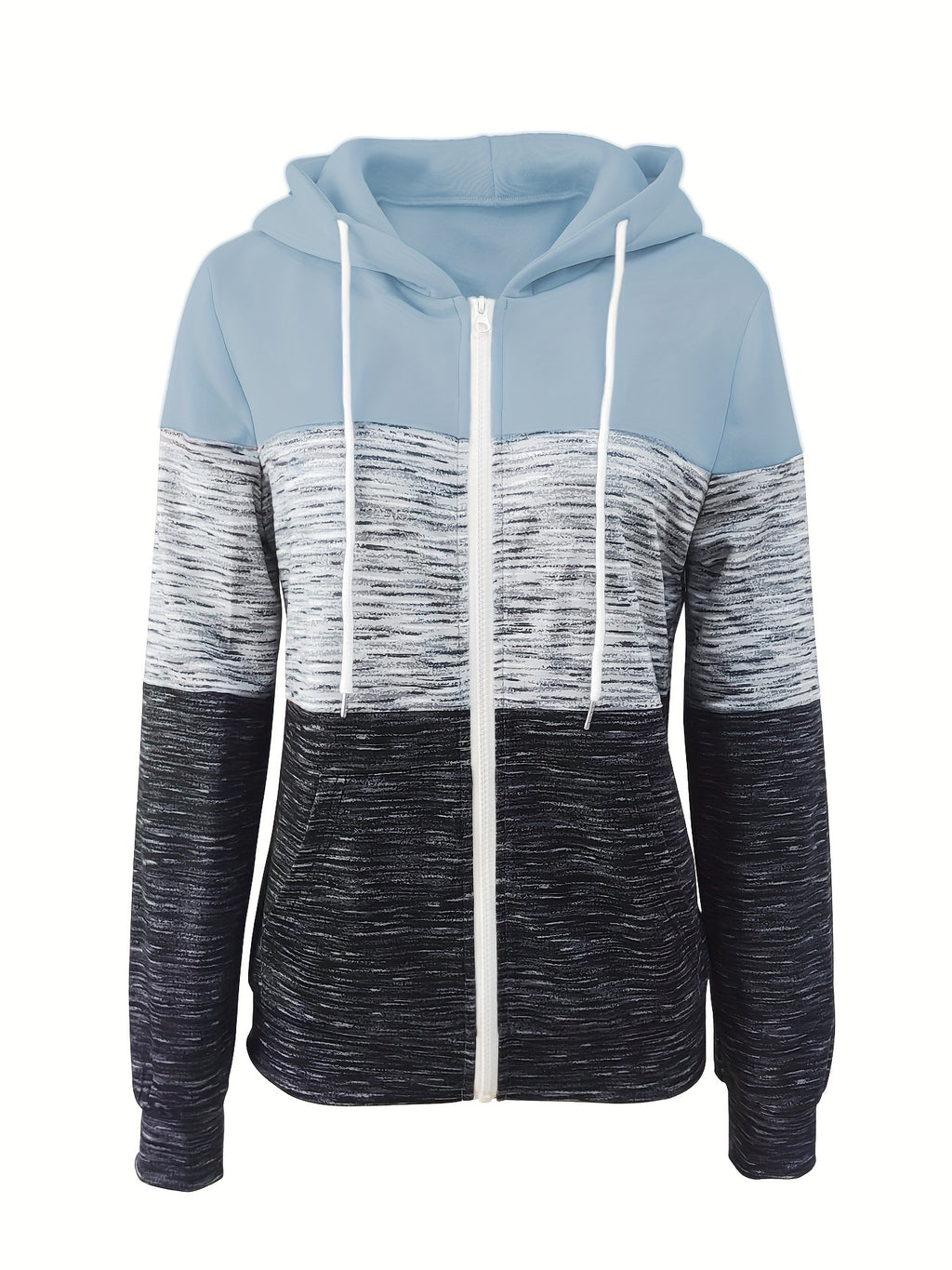 Women's Zip Up Hoodie Patchwork Print Casual Loose Sweatshirt Jacket Peacock Blue Black Dark Pink Mixed S M L XL XXL