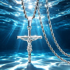 Stainless Steel Cross Necklace for Men & Women – Dainty Unisex Religious Pendant Necklace, Lightweight 0.25oz Exquisite Craftsmanship, Perfect Gift for Christmas, Birthday & Confirmation, 55cm / 22in
