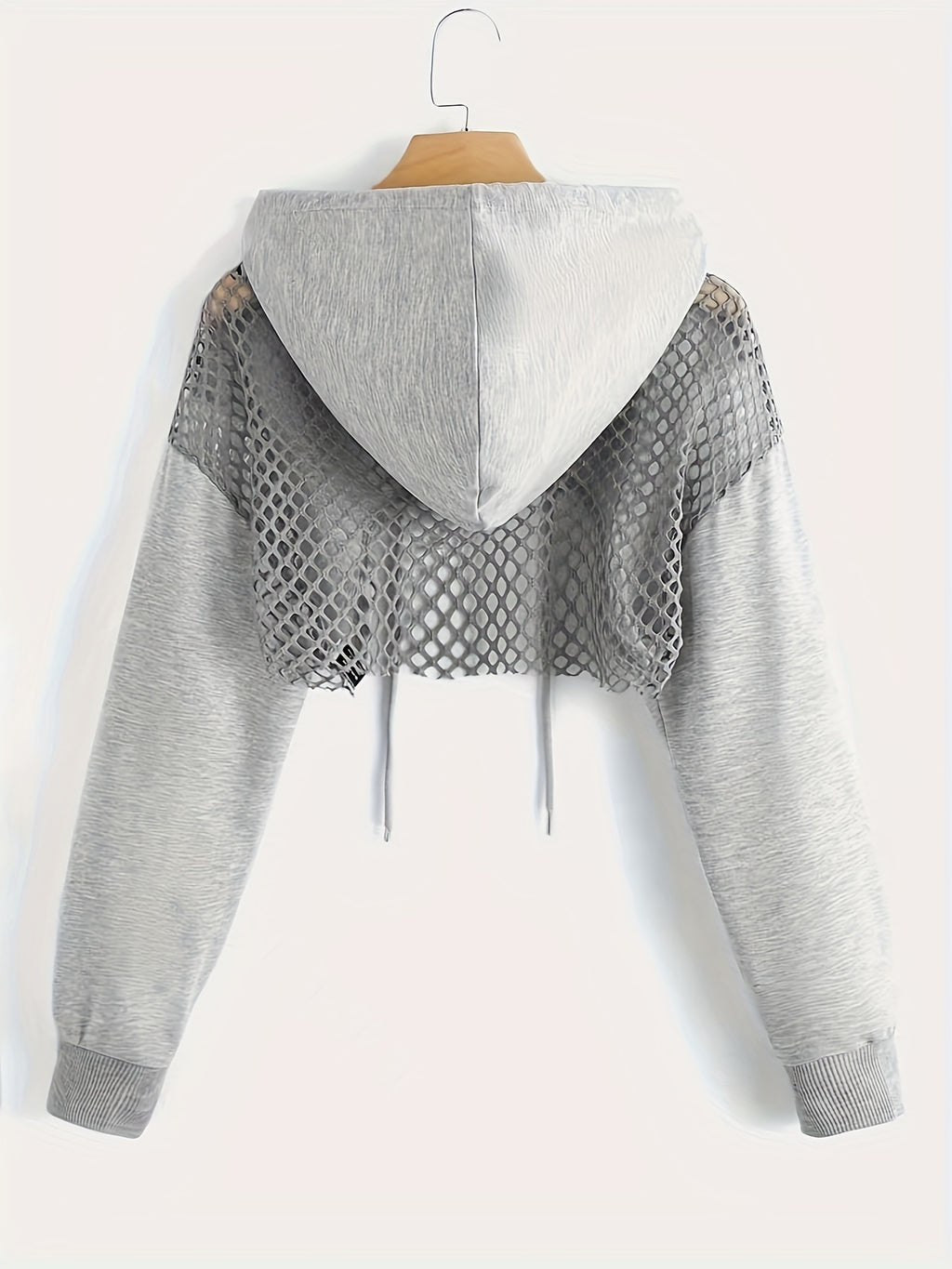 Y2K Hooded Sweatshirt Women Long Sleeve Crop Pullover Drawstring Hood Street Casual Fashion Top Black XS S M L XL XXL