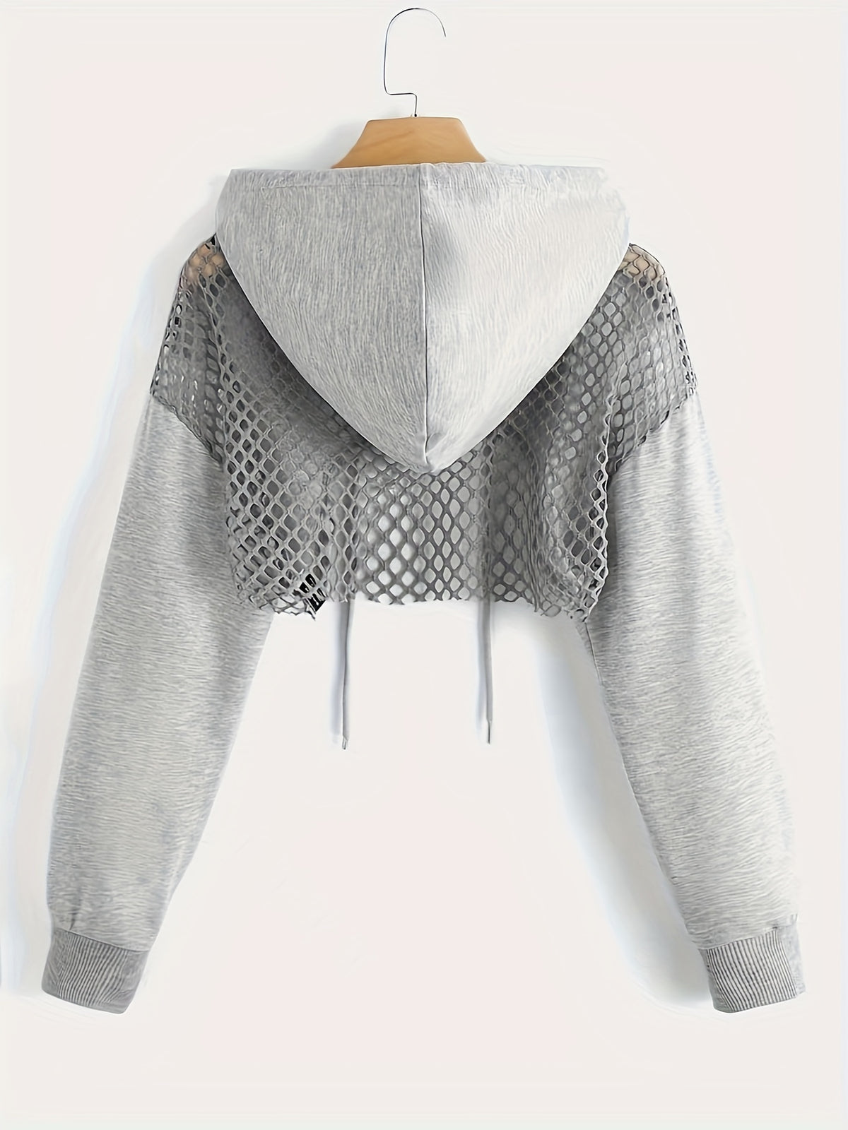 Y2K Hooded Sweatshirt Women Long Sleeve Crop Pullover Drawstring Hood Street Casual Fashion Top Black XS S M L XL XXL