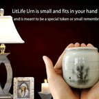 Small Ceramic Keepsake Urn with Brocade Gift Box and Velvet - Mini Memorial Urn for Human and Pet Ashes, Dog Cat Animal Cremation Keepsake Urn, Random Color Brocade Box