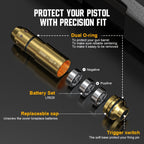 Dry Fire Laser Training Cartridge Multi-Caliber – 9mm / 45ACP / .223Rem Laser Bullet for Dry Fire Training System & Bore Sighter, Durable Copper, Class IIIA 650nm, 9 Batteries Included – Shooting Gift for Men
