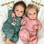 Lifelooking 18-Inch Reborn Baby Twins Set – Realistic Newborn Dolls with Soft Full Vinyl Body, Implanted Curly Hair, Pacifiers, Diapers & Birth Certificates, Role Play Gift for Kids Ages 3+
