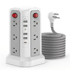Power Strip Tower 16 AC Outlets 5 USB Ports USB-C PD20W 1500J Surge Protector Flat Plug Desktop Extension Cord