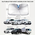 Car Windshield Sunshade Foldable UV Blocker - Compact Collapsible Sun Shade for Car Windshields, Blocks UV Rays & Heat, Keeps Interior Cool, Fits Most Cars SUVs & Trucks, Easy Storage