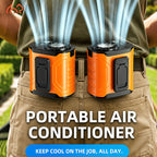 Portable Neck & Waist Fan 18000RPM Brushless Motor – 199-Speed Adjustment, 5000mAh Battery, LED Power Display, Hands-Free Wearable Cooling Fan for Outdoor Work, Camping, Fishing, Hiking & Travel