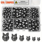 Fishing Weights Sinkers Split Shot Set 120PCS & 200PCS – Round Removable Reusable Fishing Sinkers in 5/6 Sizes for Carp, Fly, Ice & Lure Fishing