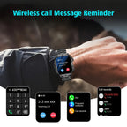 Men's Outdoor Smart Watch 1.81 Inch HD Touchscreen Wireless Calling LED Multiple Sports Modes USB Charging Fitness Tracker Compatible with Android iPhone Silicone Stainless Steel Band Black Gold