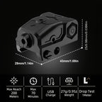 USB-C Rechargeable Laser Sight for Picatinny Rail – Green & Red Laser Dot Sight with Tactical Flashlight Combo, Vibration-Resistant, Quick Adjust, for Handguns Rifles Hunting Competition