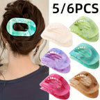 Oversized Shark Claw Hair Clips Set 5/6 Pcs – Non-Slip Extra-Large Flat Claw Clips for Thick Hair, Beach, Party & Everyday Wear, Vibrant Colors