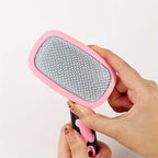 Pet Grooming Comb with Massage Particles - Stainless Steel Bristle Detangling Brush for Dogs & Cats, Removes Tangles & Loose Fur, Gentle Scalp Massage, Large Size (Pink or Blue)