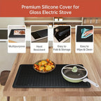 Silicone Electric Stove Top Cover Mat 28"x20" – Heat-Resistant Up to 450°F, Non-Slip Washable Ceramic Glass Cooktop Protector, Extra Large Flat RV Range Cover & Multipurpose Kitchen Mat, Black