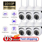 6-Pack 1080P Full HD WiFi Security Camera with 355° Panoramic Rotation, Night Vision, Two-Way Audio & Motion Detection – Wireless Indoor Home Security Camera, USB Powered, Smartphone Compatible