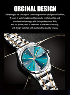RUIGE Men's Fashion Quartz Watch – Night Light, Dual Calendar, Diamond Shaped Mirror Dial, Stainless Steel Case, Alloy Strap, Business Casual Wristwatch, Perfect Father's Day Gift for Men