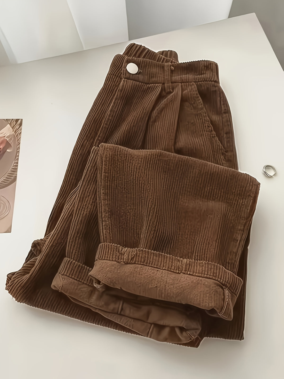 Women's Drapey Straight Casual Trousers - Lazy Style Wide Leg Pants for Women in Black Brown Burgundy Olive Navy Apricot Sizes S-XXL