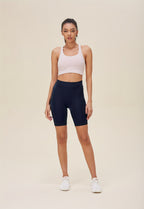 Women's High-Waisted Yoga Shorts 4-Pack Butt-Lifting 5-Pocket – Mid-Stretch Breathable Seamless Workout Shorts for Summer Yoga, Pilates & Gym Training (Red, Black, Gray, Navy Blue)