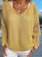 Women's Western Style Loose Hollow Out Sweater Hoodie Top - Crochet Knit Pullover Open Knit Casual Boho Shirt Yellow Green Khaki Red Grey S M L XL XXL Spring Fall