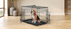 Folding Metal Wire Dog Crate Double Door with Divider Panel Leak-Proof Pan Tray Pet Kennel Indoor Outdoor Travel Small Medium Large XL Dogs 4 Sizes