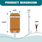 Inflatable Floating Dock Platform for Lake – Modular 12FT×6FT Drop Stitch PVC Swim Platform with D-Rings, Rope Ladder & Hand Pump, Non-Slip Water Mat for Adults & Kids