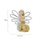 Angel Embracing Dog Memorial Resin Statue – Healing Pet Loss Figurine, Indoor Home Decor for Living Room, Dog Remembrance & Anniversary Gift – Wooden Carved Angel & Dog Design