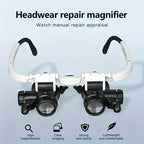 Head Mounted Magnifier 8X 15X 23X Hands-Free Dual Lens Magnifying Glasses with Adjustable Headband for Jewelry Making Electronics Repair Crafting Reading and Precision Work