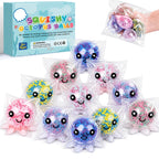 Squishy Stress Balls Octopus Shape 3 or 5 Pack Bead Filled Sensory Fidget Squeeze Toys for Kids Adults Anxiety Relief Colorful Transparent Party Favors Stocking Stuffers Halloween Christmas Gifts