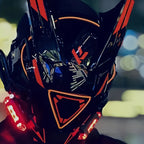 Cyberpunk LED Mask - Futuristic Sci-Fi Light-Up Face Mask with Red Triangle Design | Halloween Costume, Cosplay, Rave, Bar & Club Party Prop | Stage Performance Photo Accessory Gift