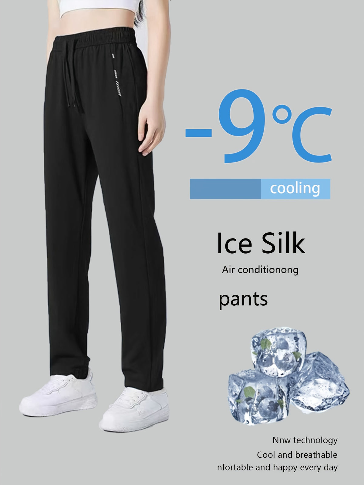 Women's Quick-Dry Ice Fiber Pants Lightweight Breathable Athletic Trousers Zipper Pockets Elastic Waist Hot Weather Golf Gym Casual Summer Outdoor Pants XS S M L XL XXL | Lake Blue Black Olive Green Burgundy Grey