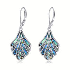925 Sterling Silver Abalone Shell Drop Earrings for Women – Hollow Bohemian Dangle Earrings, Hypoallergenic Boho Jewelry, Perfect Gift for Her