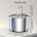 Automatic Pet Water Fountain Stainless Steel - 74oz/2.2L USB-Powered Cat & Dog Water Dispenser with Water Level Window, Ultra-Quiet Pump, Easy-Clean Design, Encourages Healthy Hydration for Cats & Puppies