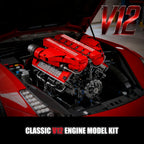 1607pcs Motorized V12 Engine Model Kit with Rechargeable Motor – Sports Car Engine Assembly Set, STEM Mechanical Engineering Building Toy, Group Build Collectible, Holiday Birthday Gift for Adults & Teens