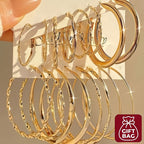 16Pcs Minimalist Metal Twist Earrings Set for Women – Hypoallergenic Gold Stud & Hoop Earring Gift Set for Daily Wear, Parties & Special Occasions