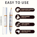 Wood Burning Paste Kit 6 Jars 1.5OZ Heat Activated Gel with Burning Pens & Tools, Pyrography Stencil Etching Cream for Wood Canvas Denim, DIY Craft Set for Beginners & Artists