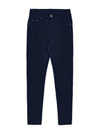 Women's High Waist Stretch Skinny Jeans Metal Button Detail Street Style Slim Fit Denim Pants 10 Colors S-XXL