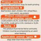 Dried Beef Tendon Dog Chews Natural High-Protein Jerky Treats & Chew Sticks for Training Rewards, All Breeds, 250g / 500g 2-Pack Options