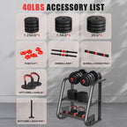 Adjustable Dumbbell Set 5-in-1 Free Weights 30-110 LBS – Use as Dumbbell, Barbell, Kettlebell, Push-Up Rack & Weight Plates, Home Gym Workout Equipment for Men & Women, Multiple Weight Options