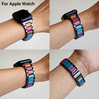 Apple Watch Band 42 44 45 46 49mm Women Stainless Steel Resin Metal Replacement Strap Starlight Rainbow for iWatch Series 11 10 9 8 7 6 5 4 3 SE Ultra Work Office Fitness Party