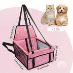 Dog Car Booster Seat & Travel Carrier for Small Dogs and Cats – Foldable Oxford Breathable Pet Carrier with Safety Leash, Adjustable Straps & Elevated Window View, Large 16x13x9.5 Inch