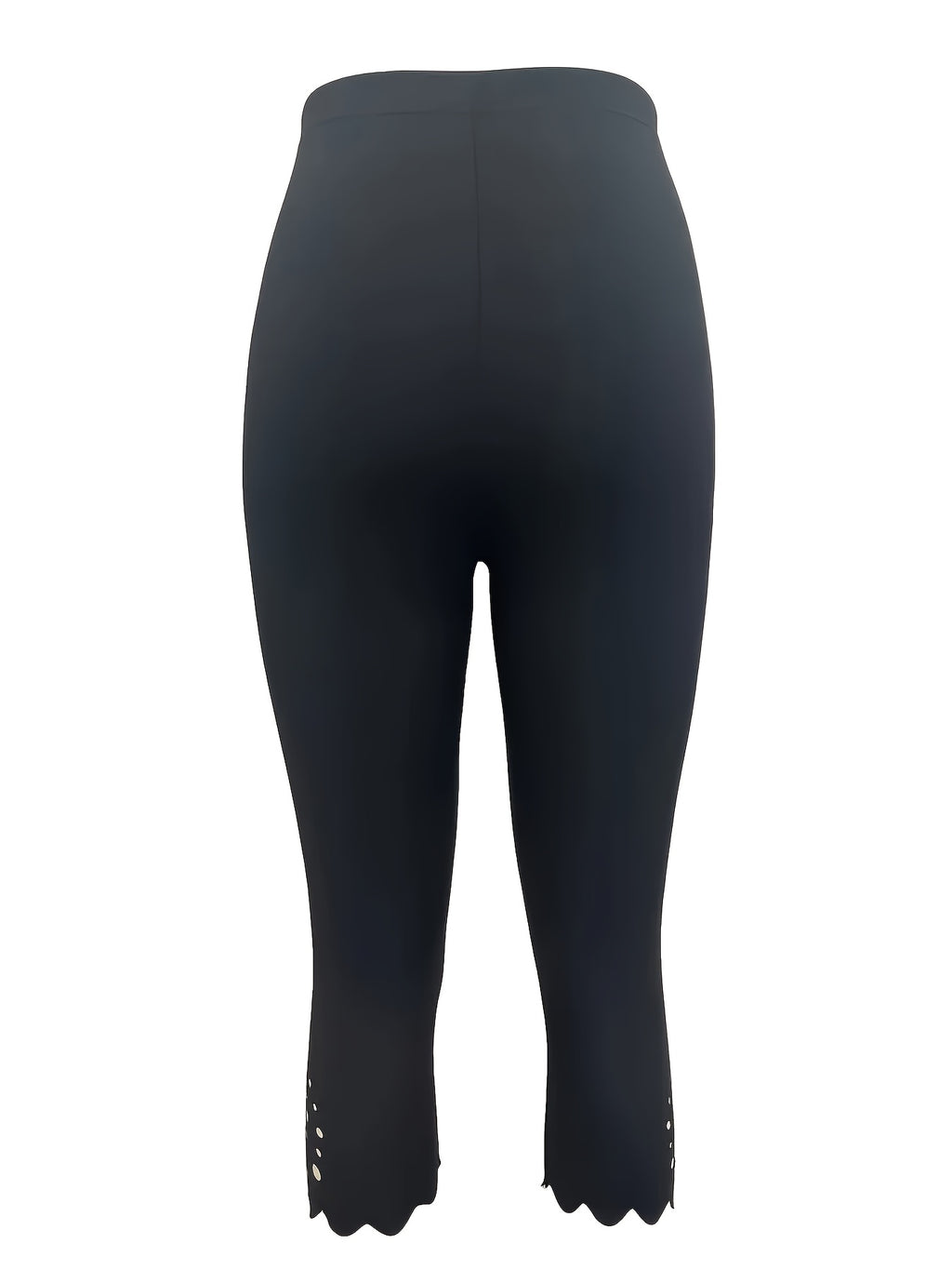 Women's High Stretch Capri Leggings Cut Out Mid-Calf Pants Breathable Tummy Control – 95% Polyester Non-Sheer Elastic Black S-XXL