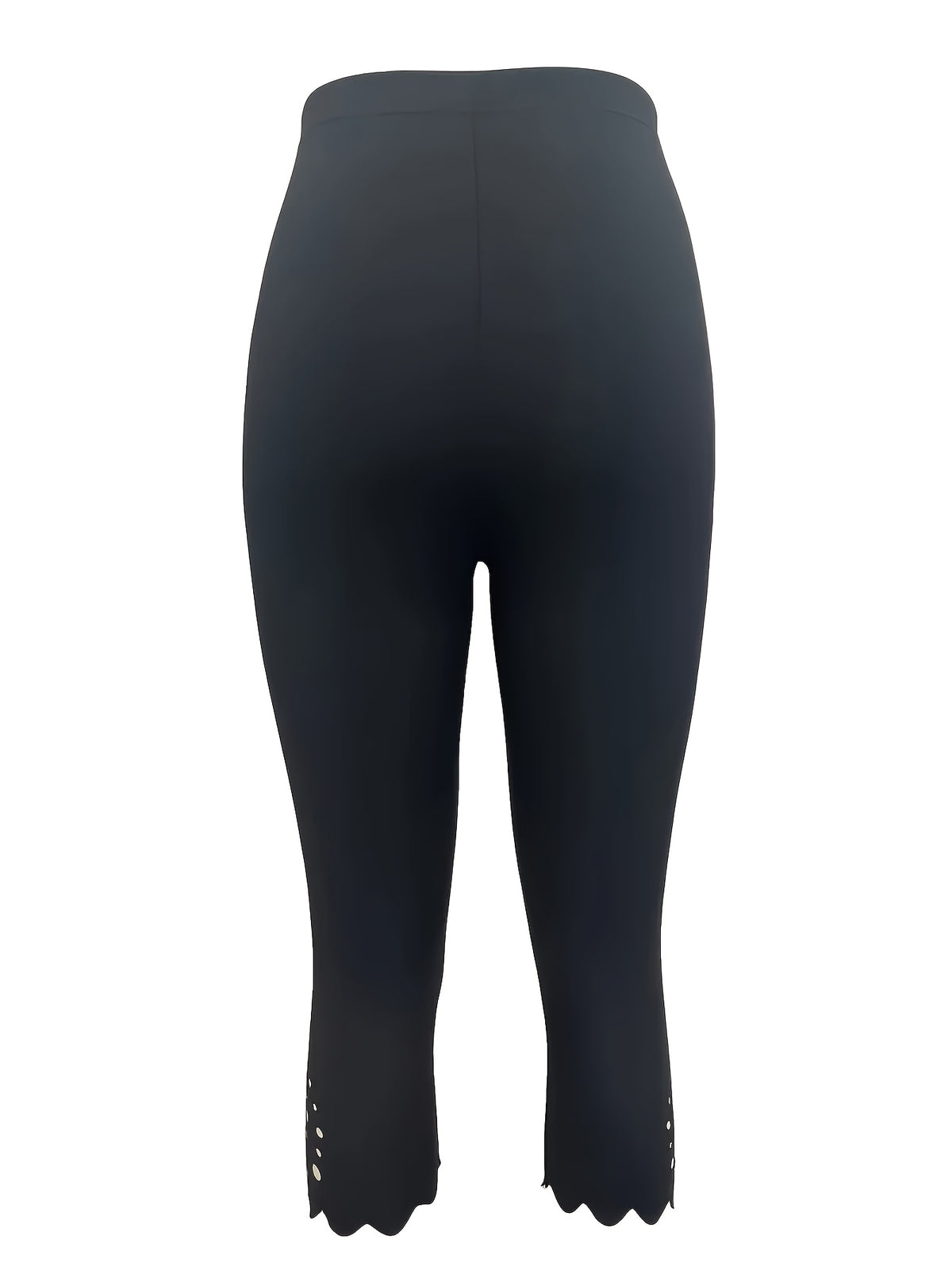 Women's High Stretch Capri Leggings Cut Out Mid-Calf Pants Breathable Tummy Control – 95% Polyester Non-Sheer Elastic Black S-XXL