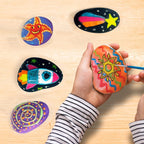Glow in the Dark Rock Painting Kit for Kids Ages 6+ Arts and Crafts Set with 10 Rocks 6 Standard 6 Metallic 5 Glow Paints Brushes Gems Stickers Non-Toxic Birthday Easter Gift Boys Girls